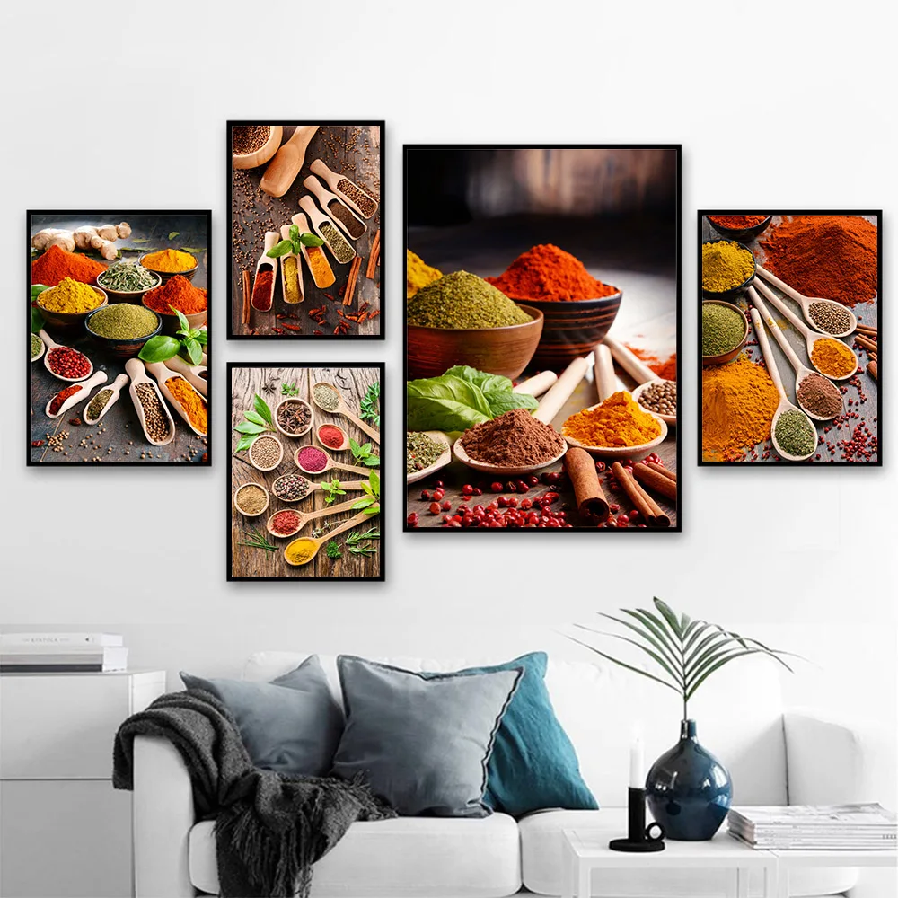 Spices, Ginger, Turmeric, Pepper Canvas Painting Wall Paintings For Kitchen Restaurant Home Decor HD Pictures Canvas Posters