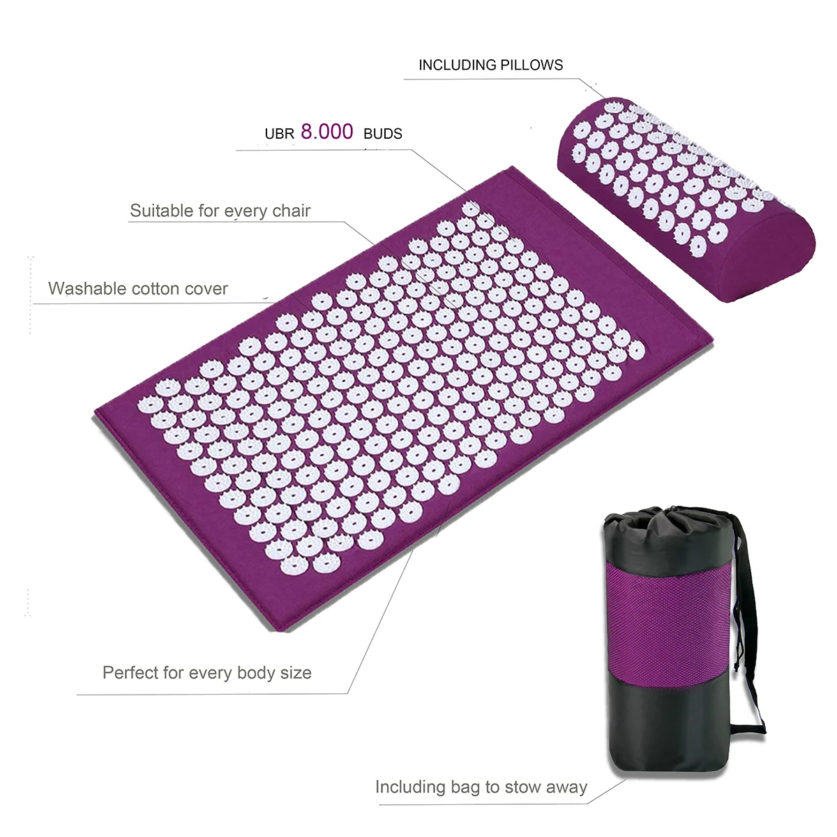 Acupressure Mat for Body Massage Relieve Stress, Back Pain Spike Cushion Yoga Acupuncture