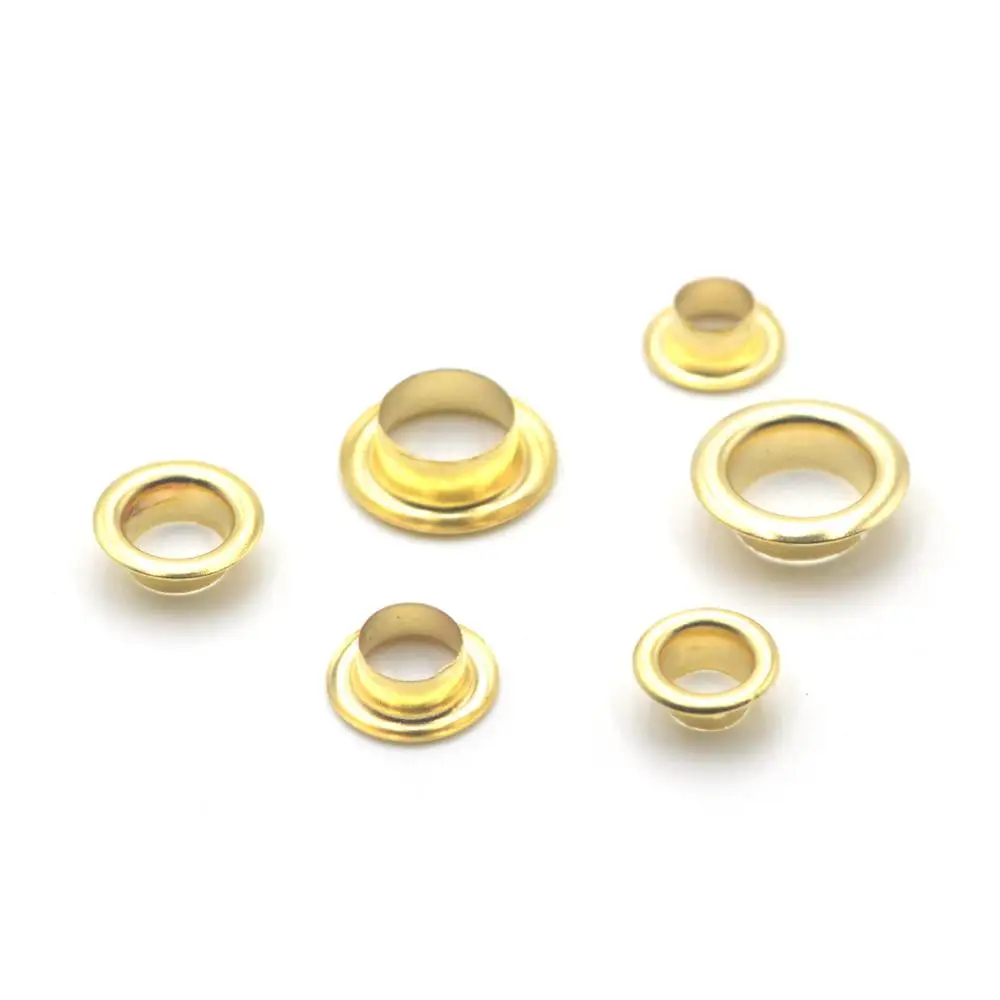 100sets Brass Material Gold 5mm 6mm 8mm Grommet Eyelet With Washer Fit Leather Craft Shoes Belt Cap Bag Diy Supplies Accessories