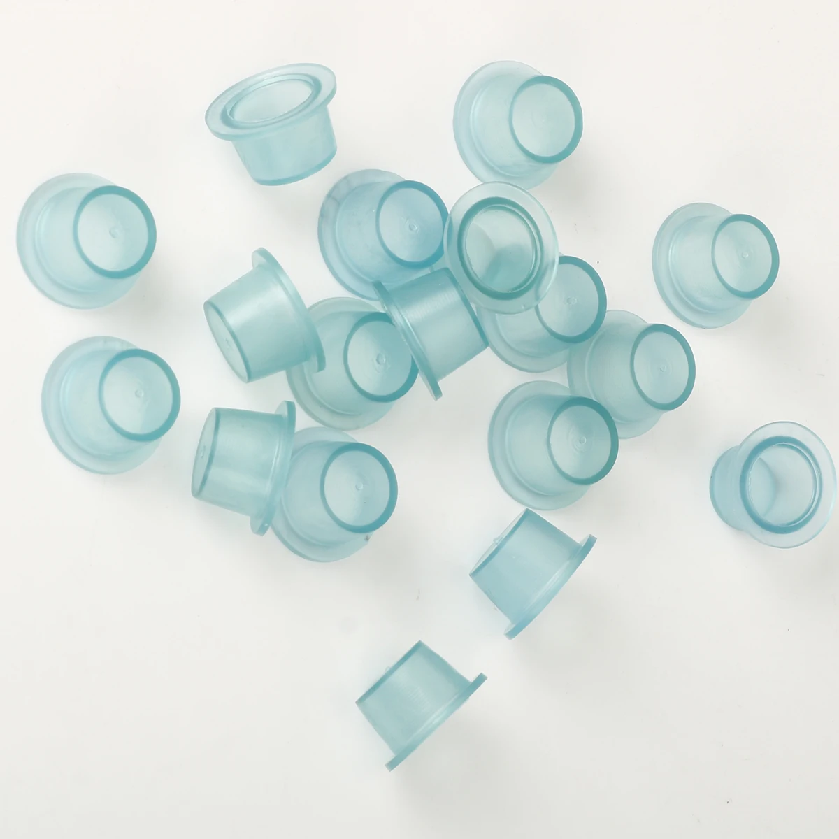 100 Pieces S/M/ Soft  Silicone Disposable Microblading  Blue Transparent Tattoo Ink Cup Permanent Makeup Accessories Container