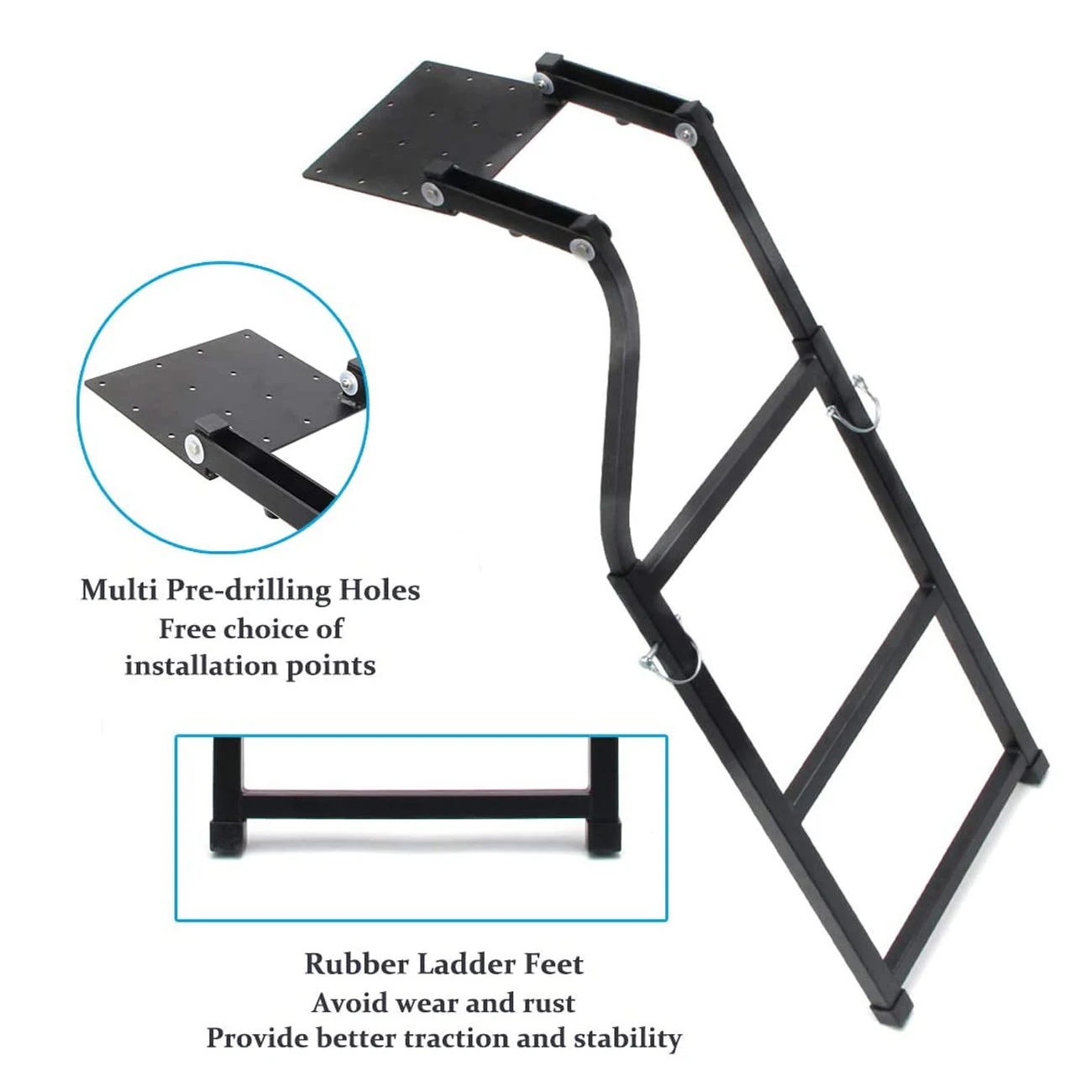 Universal Truck Tailgate Ladder Pickup Foldable Extension Step Ladder 87-107cm 4x4 Accessories