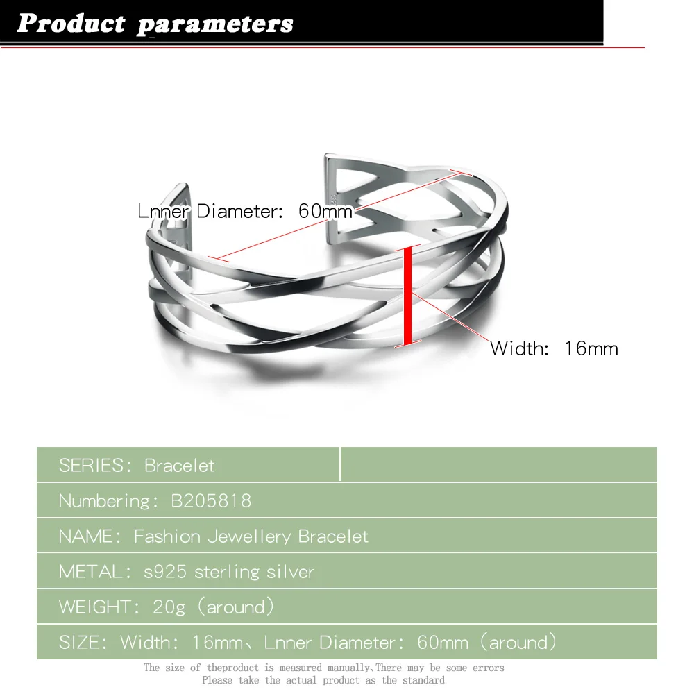 Bohemia 925 Sterling Silver Cross Mesh Charm Bracelets & Bangles For Women Adjustable Bracelet Pulseira Feminina Jewelry Gift 3