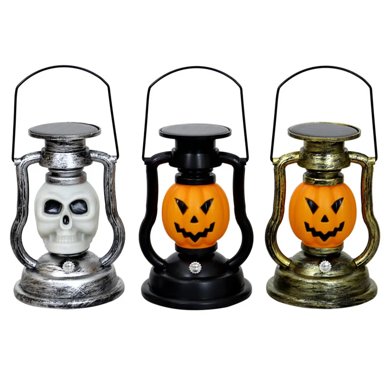 Lampu Minyak Tengkorak Labu Kuda Penyangga Horor Lentera Gantung Hantu untuk Dekorasi Halloween Lampu LED Rumah Hadiah Pesta Bar Liburan D75