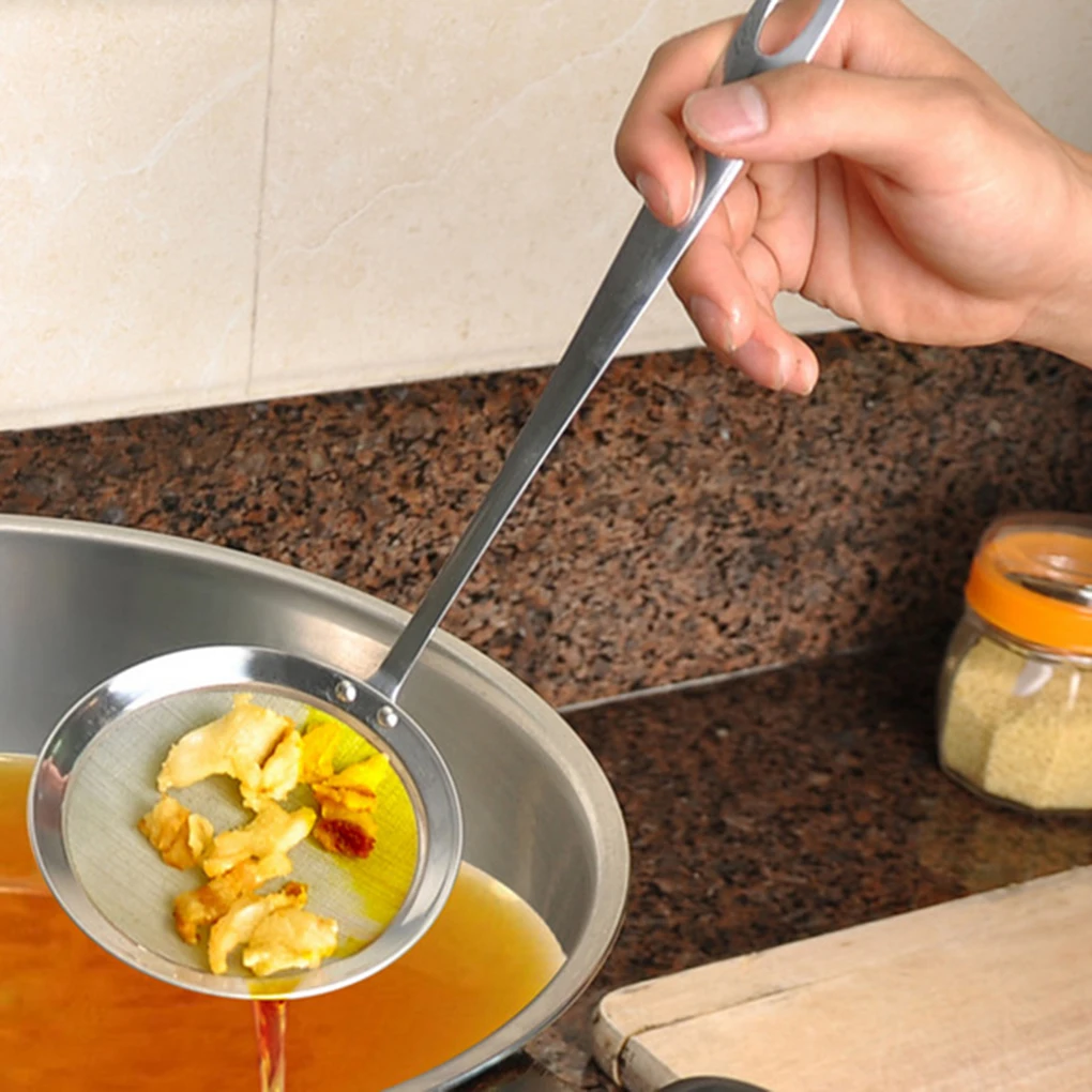 New Kitchen Tools & Gadgets Stainless Steel Mesh Skimmer Vegetable Residue Oil Mesh Hot pot escape Frying Oil spoon accessories