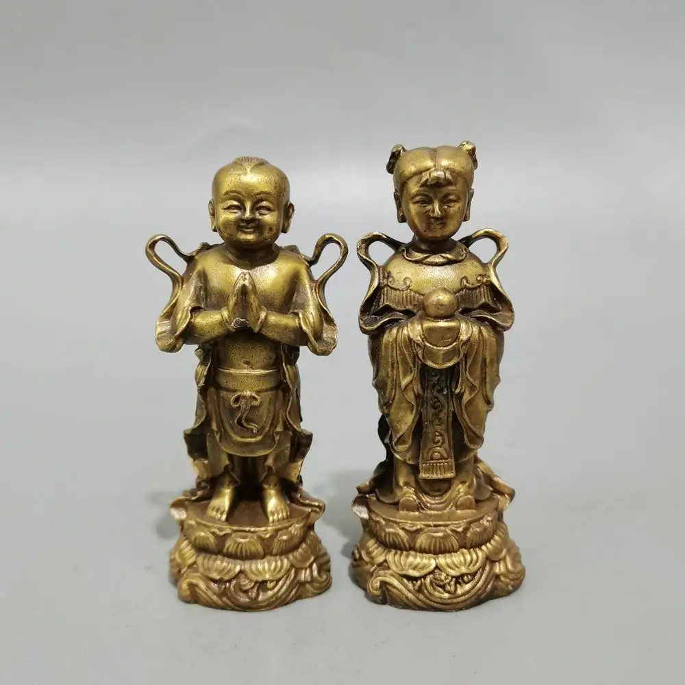 CHINA antique brass fengshui Taoist master small Statue Metal crafts family decorations statue