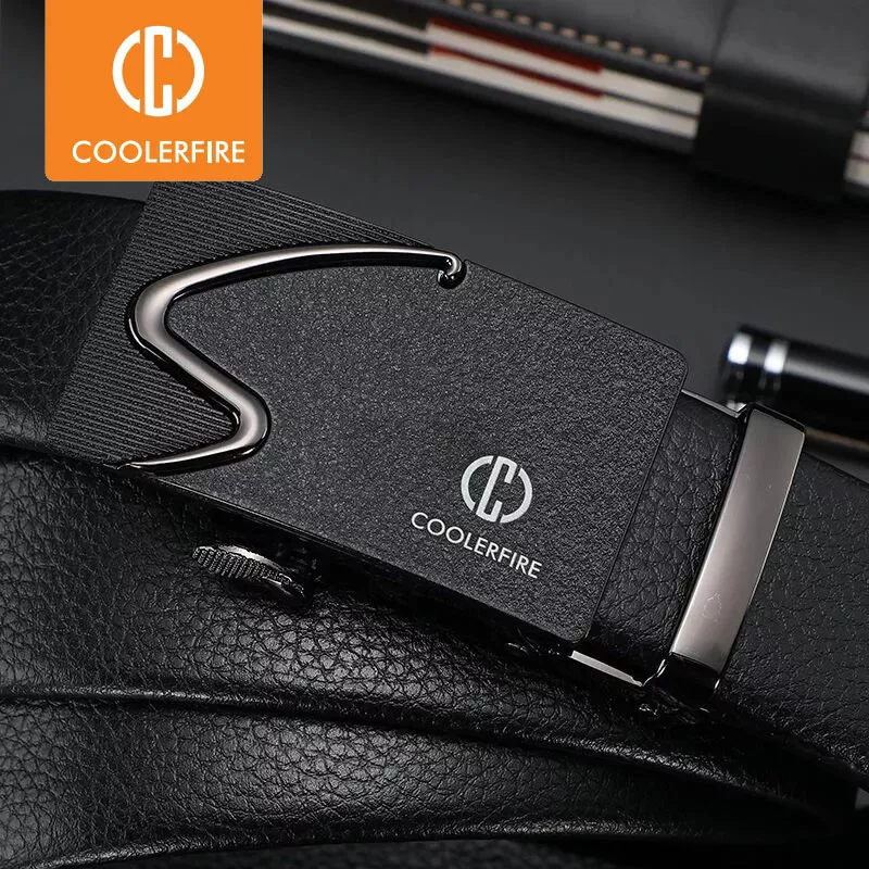 Fashion Brand Automatic Buckle Belt Men's Belt Retro Trend Belt Black PU Leather 3.5 cm Wide ZD091