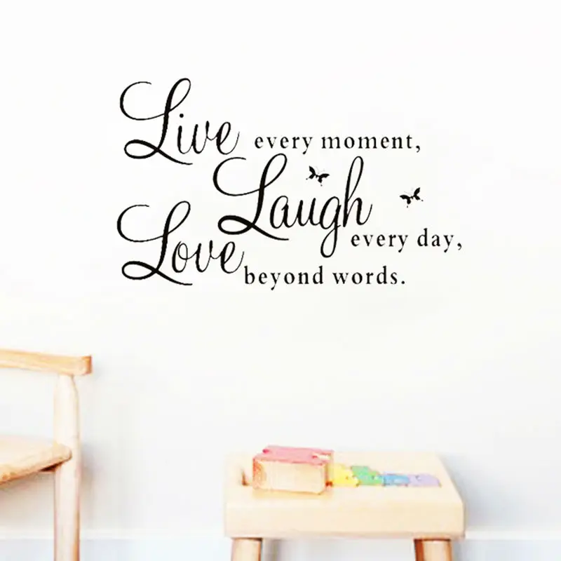 Live Every Moment Laugh Every Day Love Beyond Word Inspirational Quotes Wall Art Stickers Bedroom Home Decoration Diy Pvc Decal