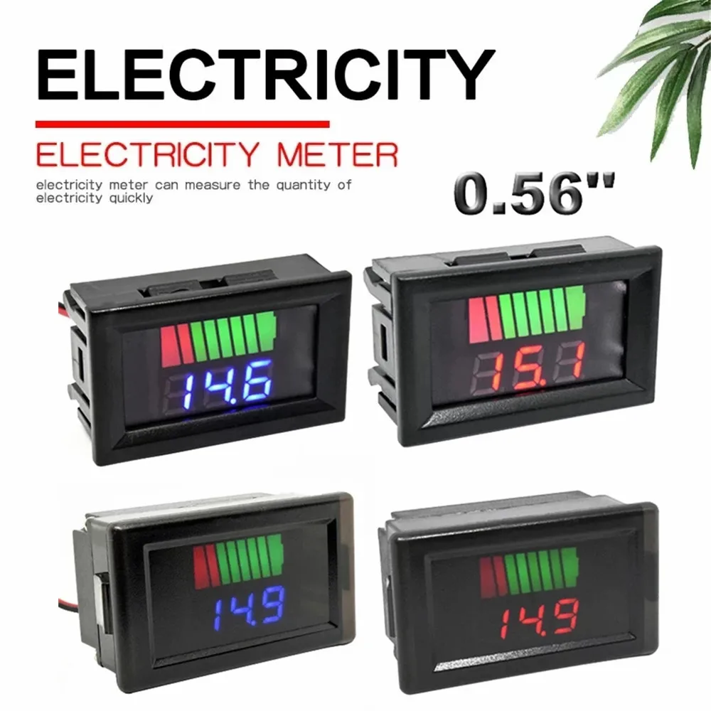 Car Battery Charge Level Indicator 12V 24V 36V 48V 60V 72V Lithium Battery Capacity Meter Test Display LED Tester Voltmeter