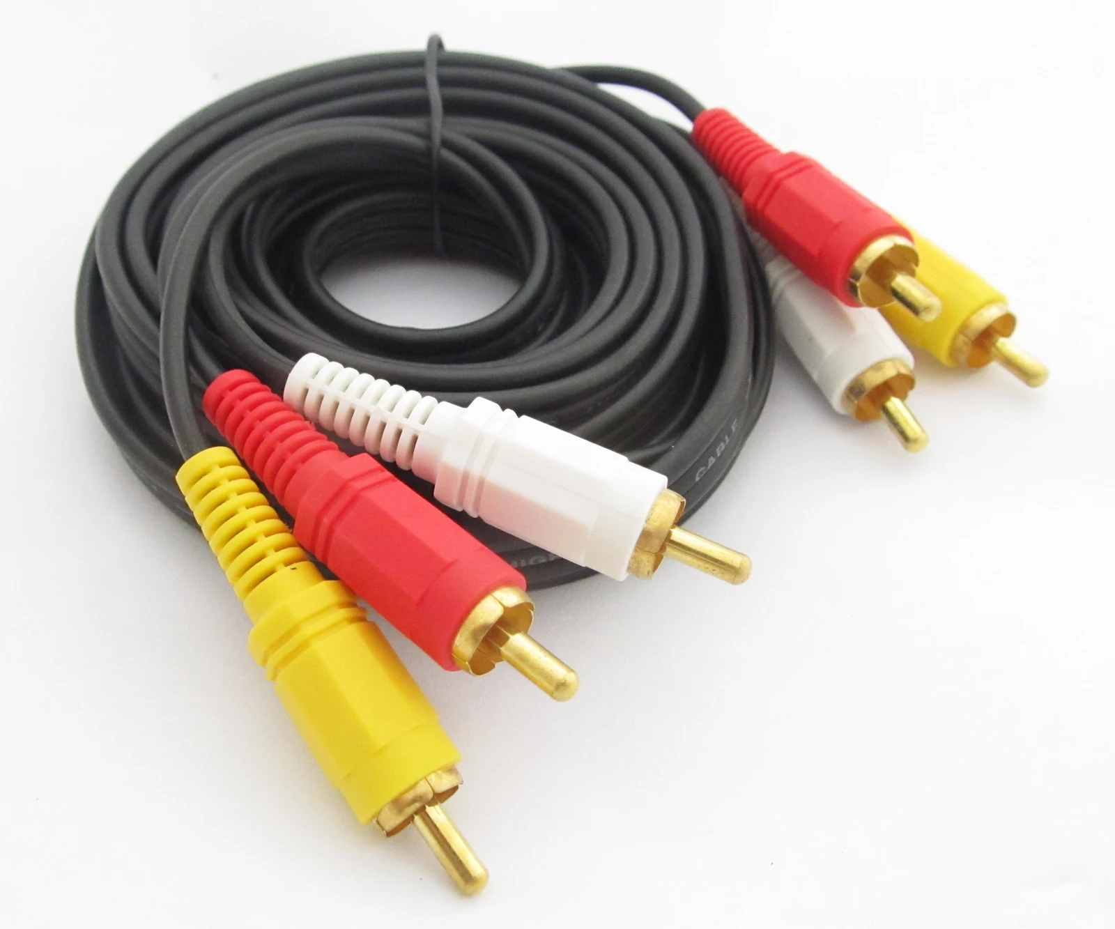 1pc 3m/10ft Gold AV TV Cable Triplets RCA Phono Male Cable 3 RCA Male to 3 RCA Male Item No.: 40160-3M