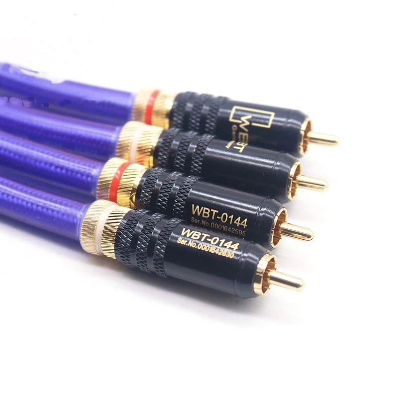 1Pair G5 Top 5N OFC Pure Copper Silver Plated RCA Interconnet Cable, WBT-0144 Style jack connector Audio Cable