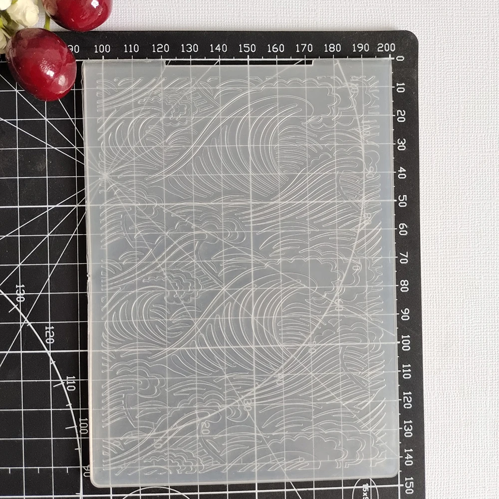 AZSG Wave Pattern Embossing Folder Design For DIY Paper Cutting Dies For Scrapbooking Card Making Plastic Plate Size 10.5*14.5cm