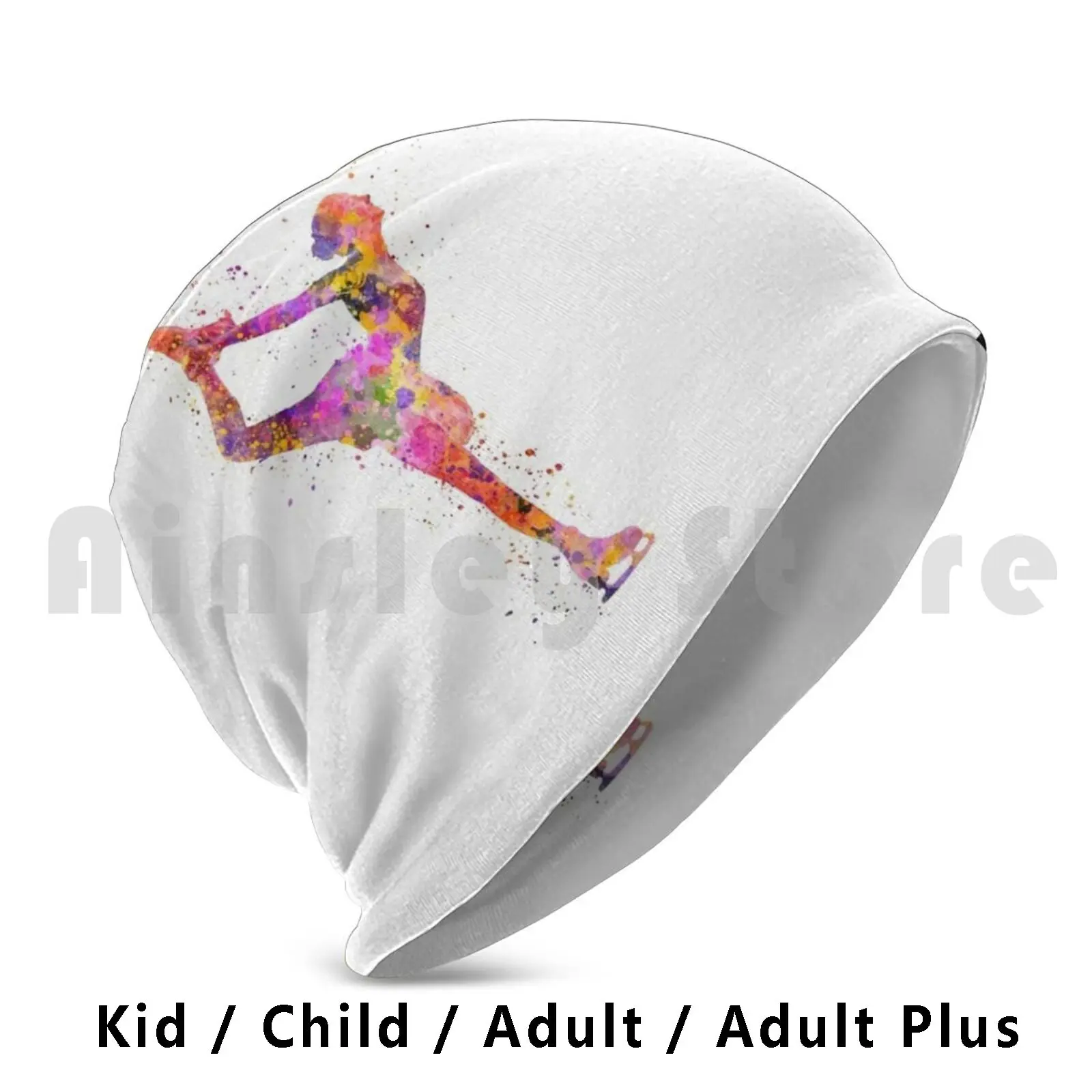 

Figure Skating 2 In Watercolor With Splatters Beanies Knit Hat Hip Hop Watercolor Colorful Splatter Figure