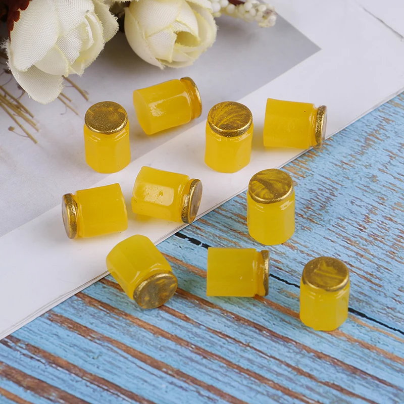 10 Uds. De resina fruta miel té mermelada jarras taza cabujón casa de muñecas miniatura miel Pomelo té simulación comida DIY