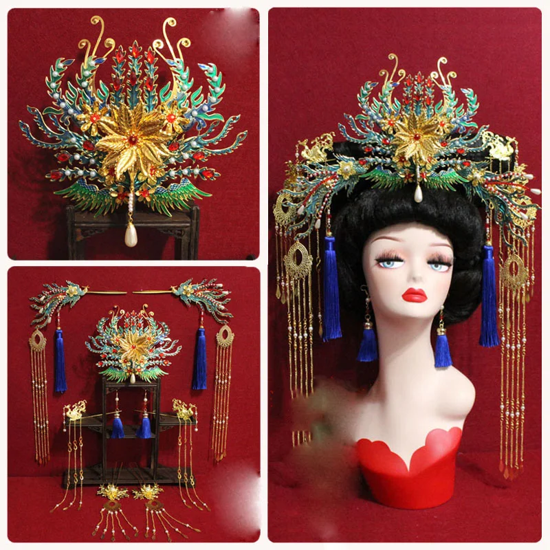 

Gorgeous Empress Phoenix Hair Tiara Cosplay Queen Hair Crown Drama Hanfu Hair Jewelry Photography Show Exhibition Hair Jewelry