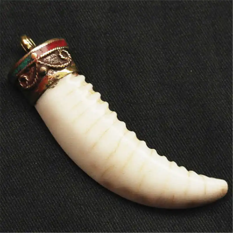 TBP556 Nepal old Conch shell Big Pendants Tibetan Fang Amulet for Man clamshell