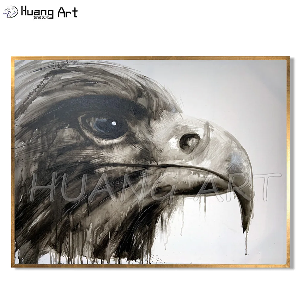 

New Original Animal Hand-painted High Quality Modern Eagle Oil Painting on Canvas for Decor Black White Eagle Head Painting
