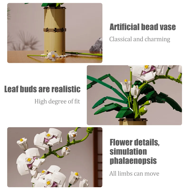 Moc Bouquet Orchid Flowers Building Blocks City Romantic Home Decoration Diy Friends Bricks Toys for Children Girls Gift