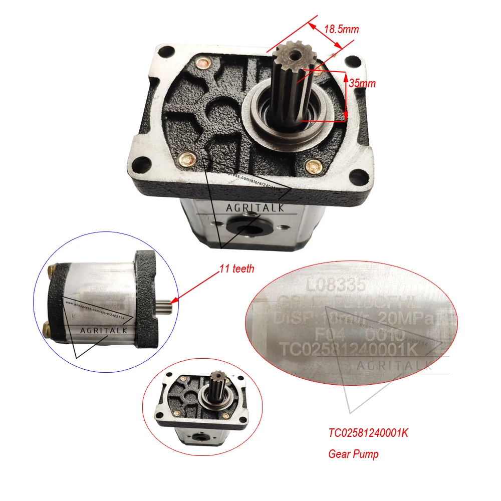 Imagem -02 - Tc02581240001k Tc02581050009k a Bomba de Engrenagem para Trator Série Lovol Verifique o Número dos Dentes e o Diâmetro do Eixo