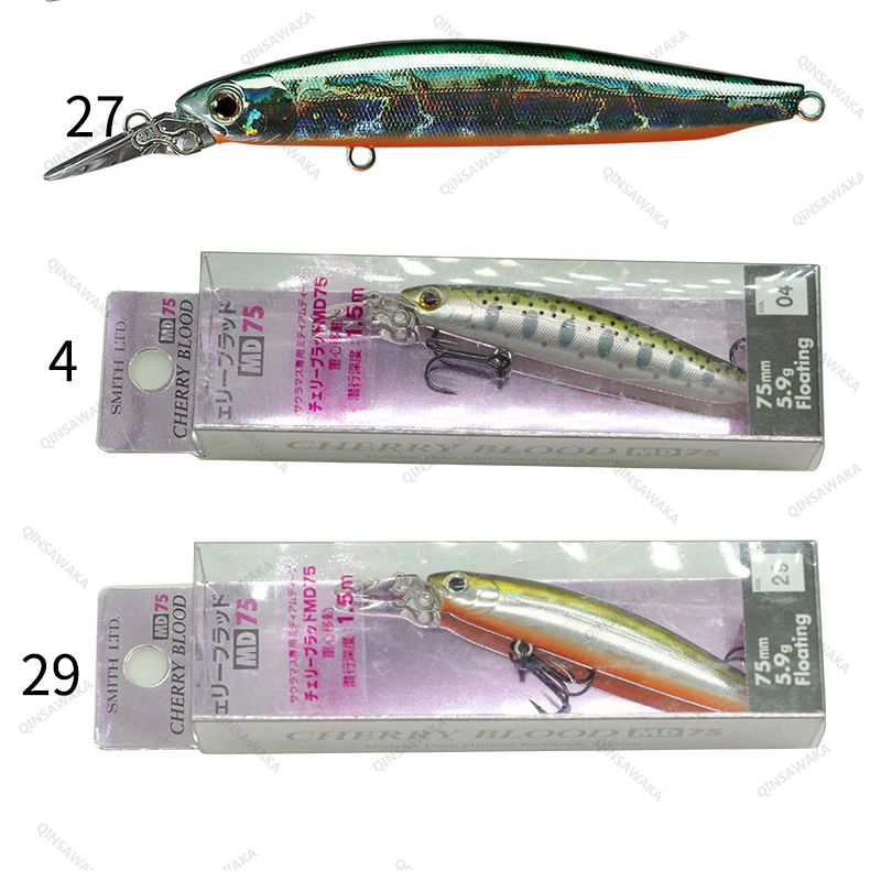 SMITH Cherry Blood MD75 /MD70 75mm 5.9g 1-1.5m /70mm 4.9g Floating