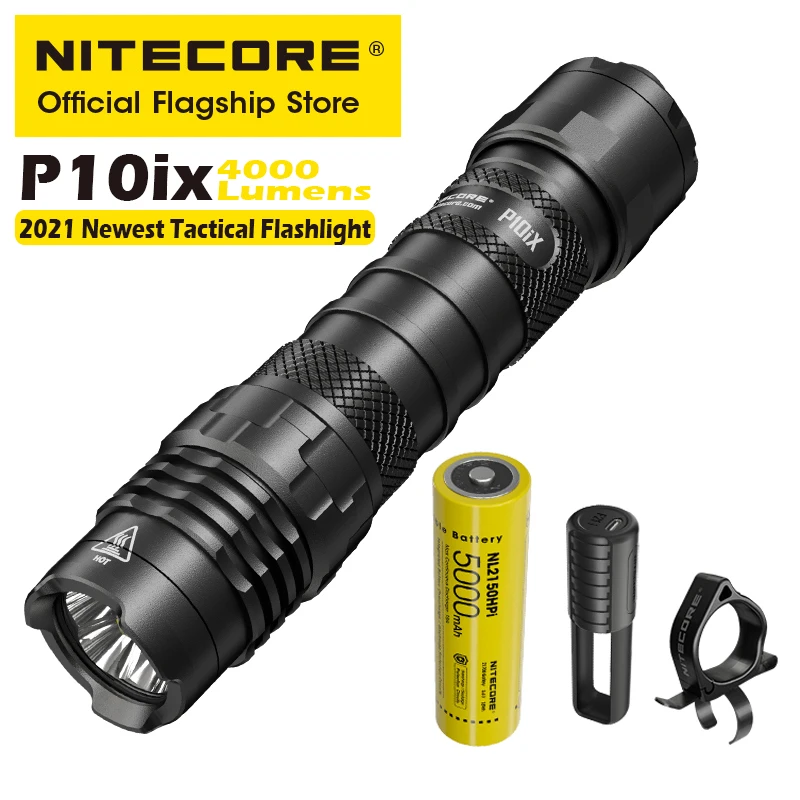 Nitecore-強力な充電式懐中電灯,4000ルーメン,戦術的なUSB懐中電灯,ワンボタン,5000MAh,nl150hpiバッテリー