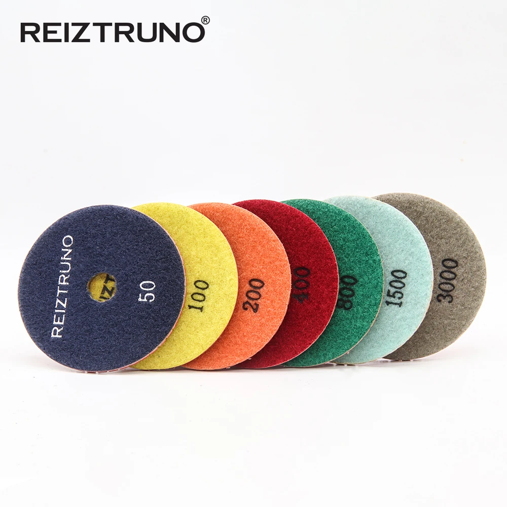 3 Buah Reiztruno 80Mm/100Mm/125Mm Bantalan Pemoles Berlian Merah untuk Batu Marmer, Granit, Alat Pemoles Kuarsa, Pemoles Basah