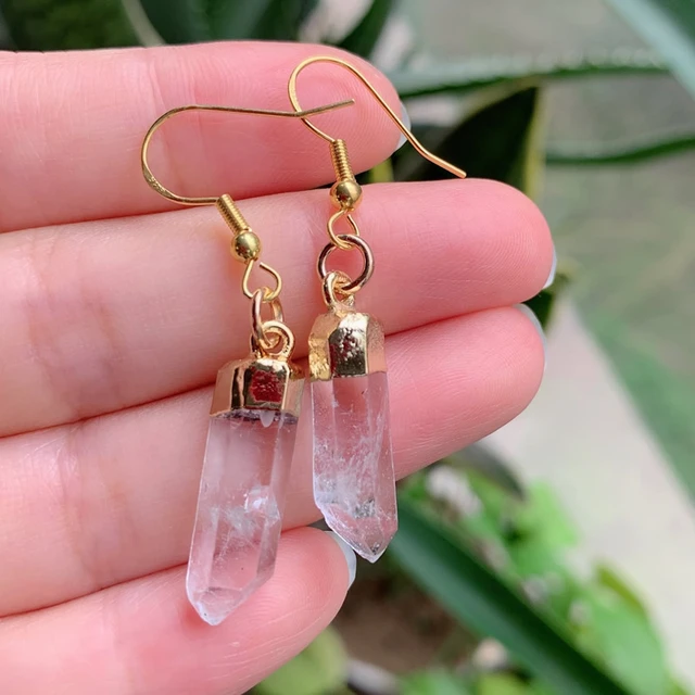 Natural quartz crystal earrings on sale