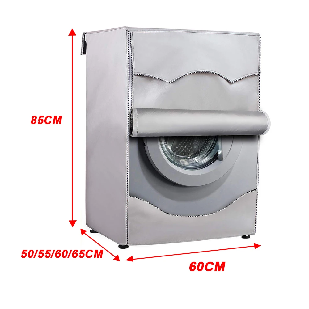 Washing Machine Cover Sunscreen Waterproof Case Front Load Laundry Dryer Covers Dustproof Washing Machine Cover Silver Coating