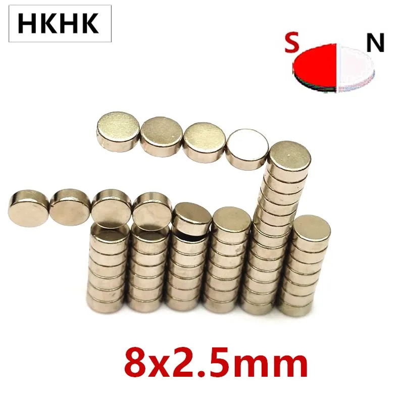 30/50/100/1000PC Diametrically Neodymium Magnet 8x2.5 mm 8mm diametrical neodymium magnet 8mm x 2.5mm Magnetic encoder magnet