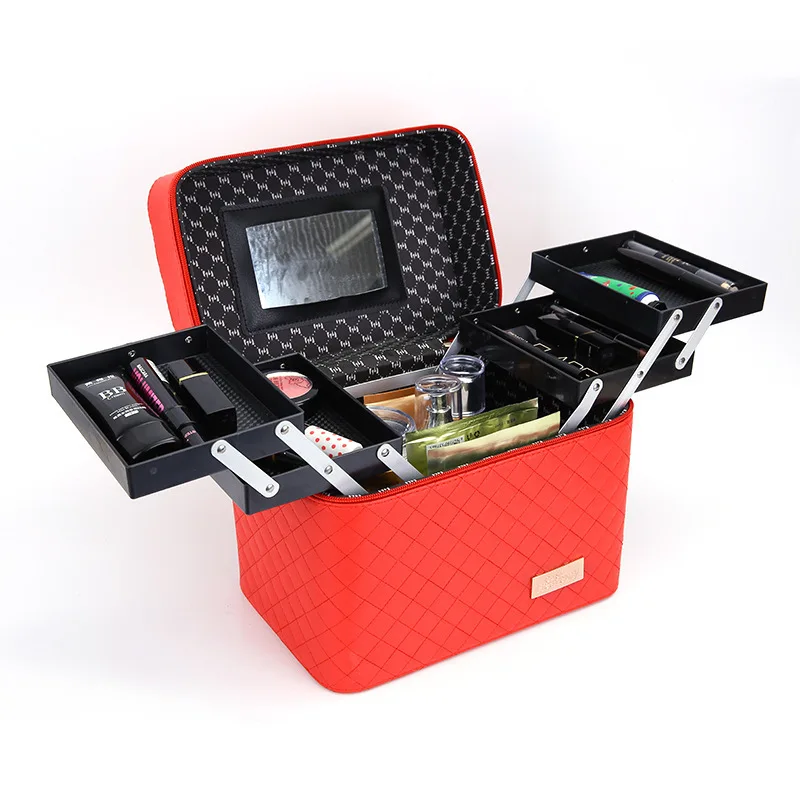 2021 Women Professional Make Up Box Organizer Fashion Toiletry Cosmetic Bag Case Storage Box Large Capacity Makeup Bag Suitcase