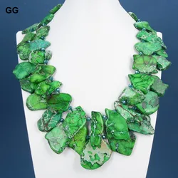 GuaiGuai Jewelry 22'' 2 Strands Green Sea Sediment Imperial Jasper Crystal Necklace For Women