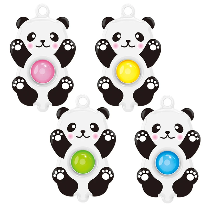 Cute Panda Simple Dimple Squeeze Soft Ball Decompression Hand Fidget Toy Relieve Stress Plastic Model Keychain Kid Children Gift