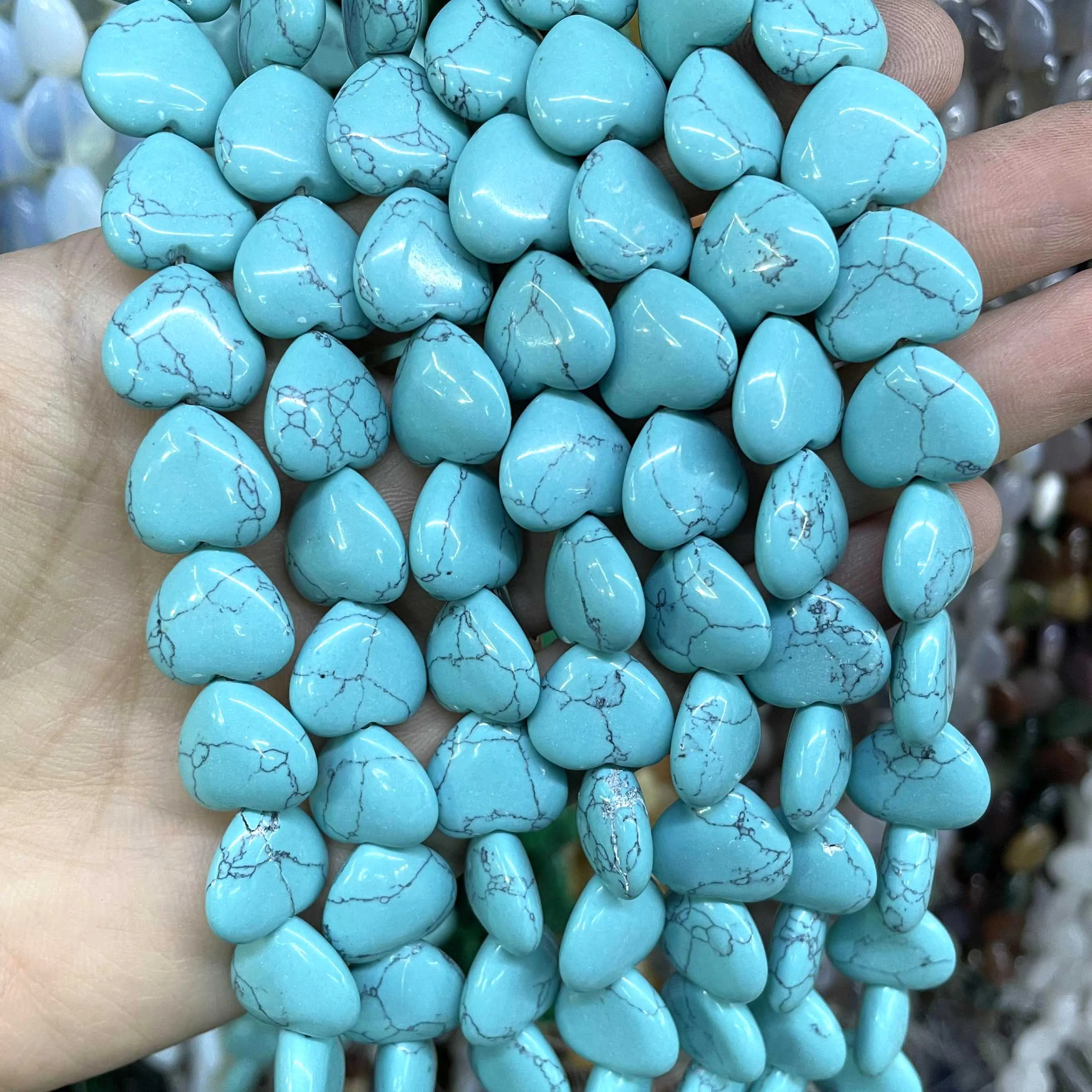 10 12 14 16 20mm Natural Heart Shape Agates Quartz Jades Turquoises Hematite Loose Spacer Beads For Jewelry Making DIY Bracelet