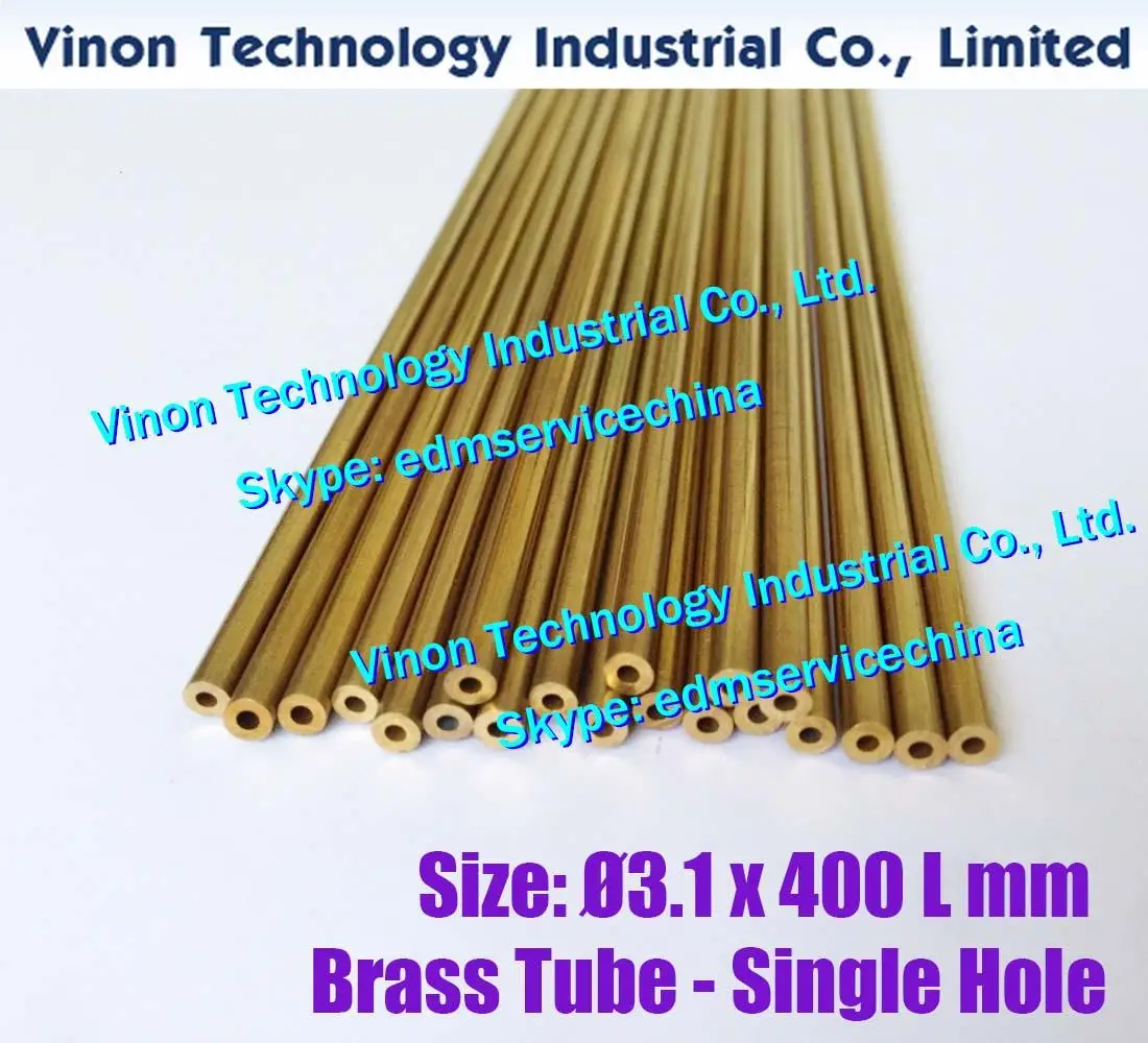 

(30PCS/LOT) Ø3.1x400Lmm Brass Tube Single Hole, Brass EDM Tubing Electrode Tube Diameter 3.1mm Length 400 for Electric Discharge