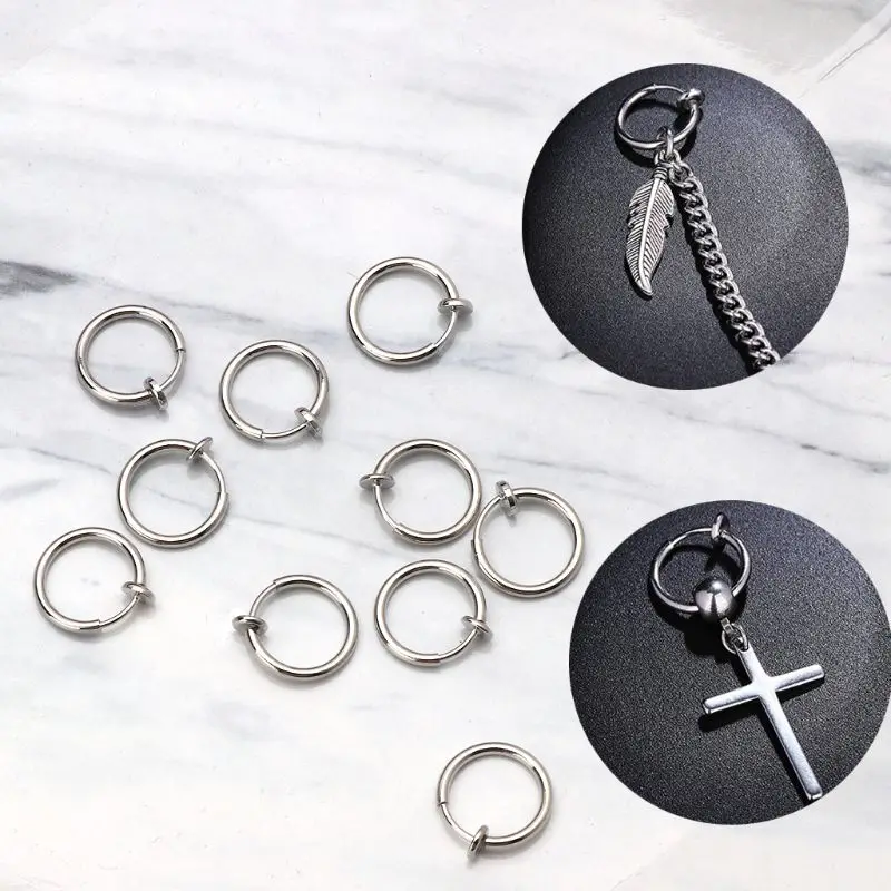 10Pcs sliver colour color No Ear-hole DIY Clip On Circle Hoop Earrings For Jewelry Making