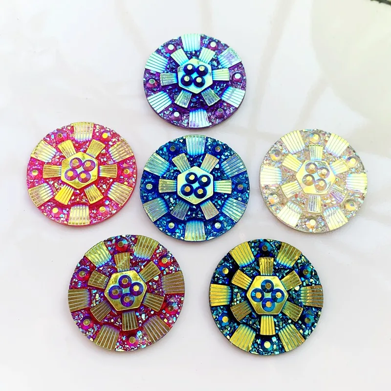 aboriginal resin Big round flat back rhinestones for jewellery maker native bling 35mm 18pcs -B72