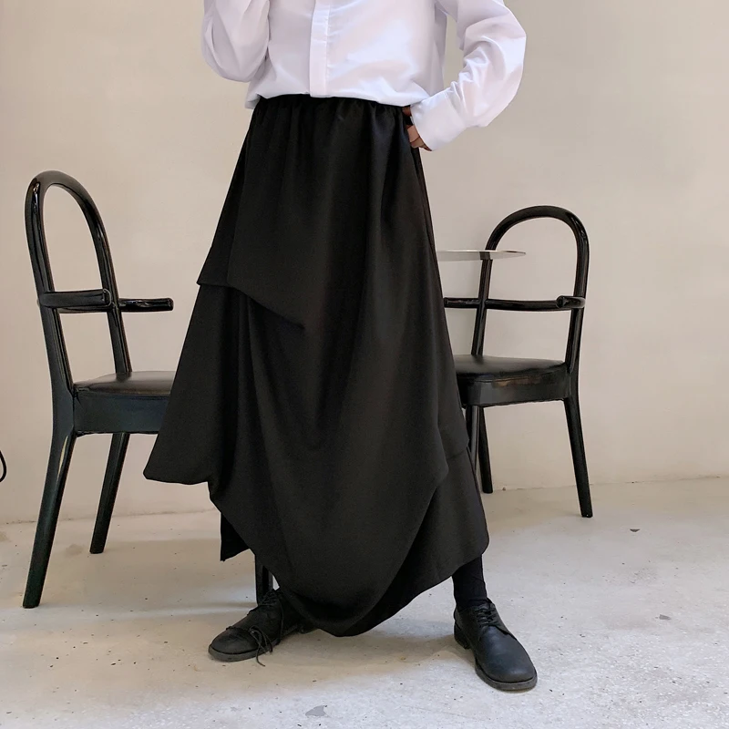 

Men's Trouser Skirt Spring/Summer New Personality Pleated Design Hip Hop Harajuku Leisure Loose Large Size Trouser Skirt