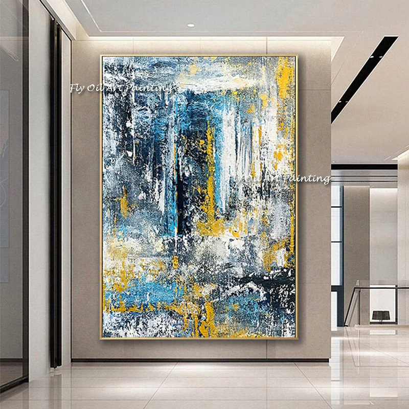 

Abstract Blue Color Oil Painting Real 100% Hand-painted Wall Pictures Canvas Art Unframed Artwork For Living Room Decoration