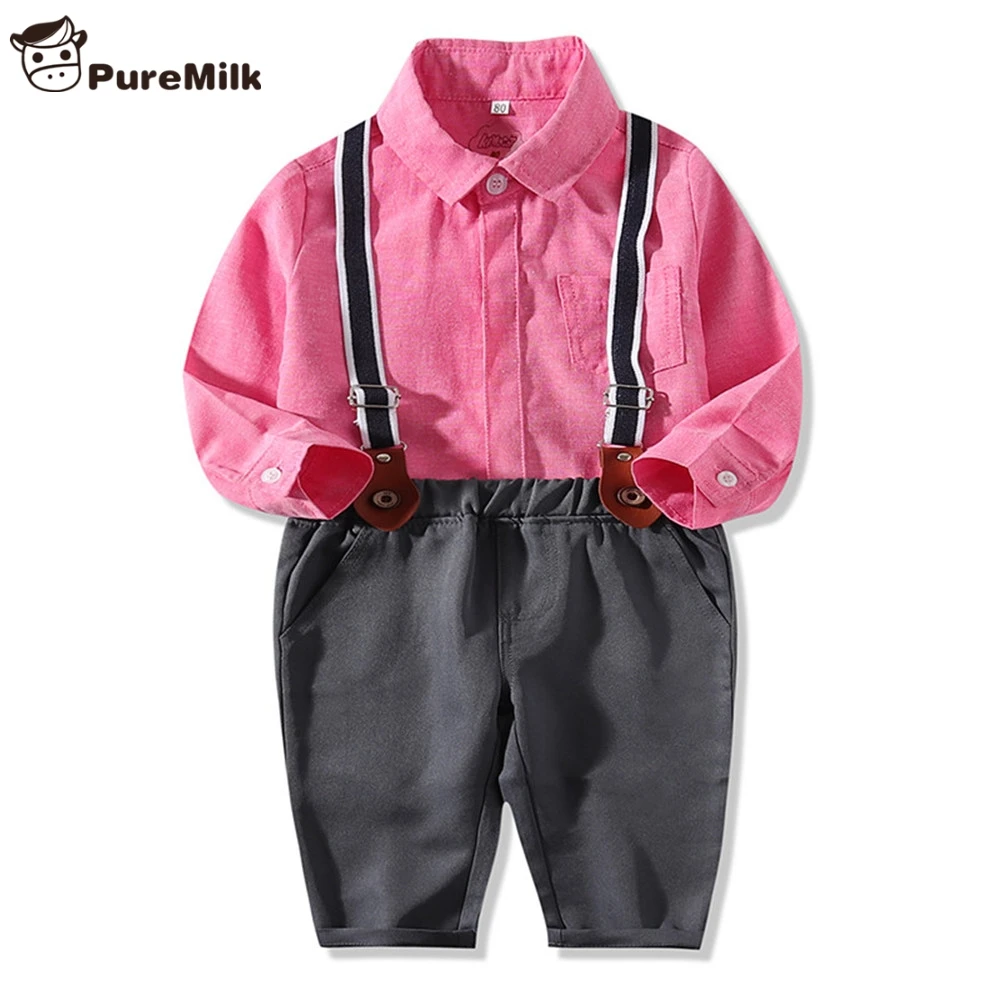 

PureMilk Baby Boys Clothes Casual CLothing Set Cotton Tshirt With Pant 3pcs Set Pink/ Blue