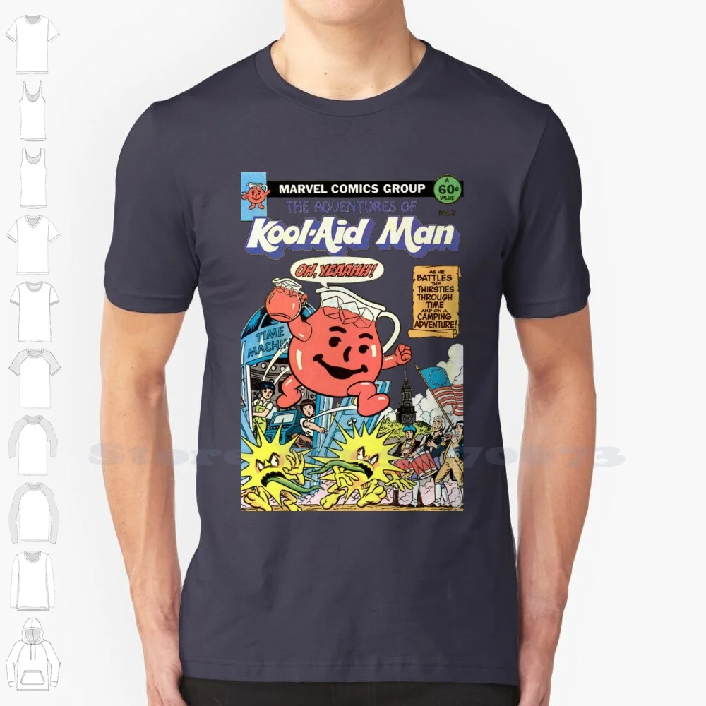 Retro Adventures Of Kool Aid Man! 100% Pure Cotton T-Shirt Cool Aid Man Drink Summer Food Punch Cola Soda Funny Humor Surfing