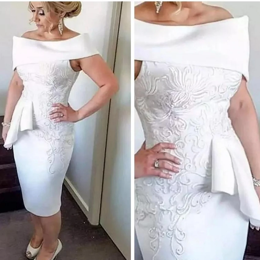 Bateau mãe da noiva vestidos de renda apliques bainha vestidos de festa de formatura curto cetim vestidos formais feitos sob encomenda vestidos de festa de noite