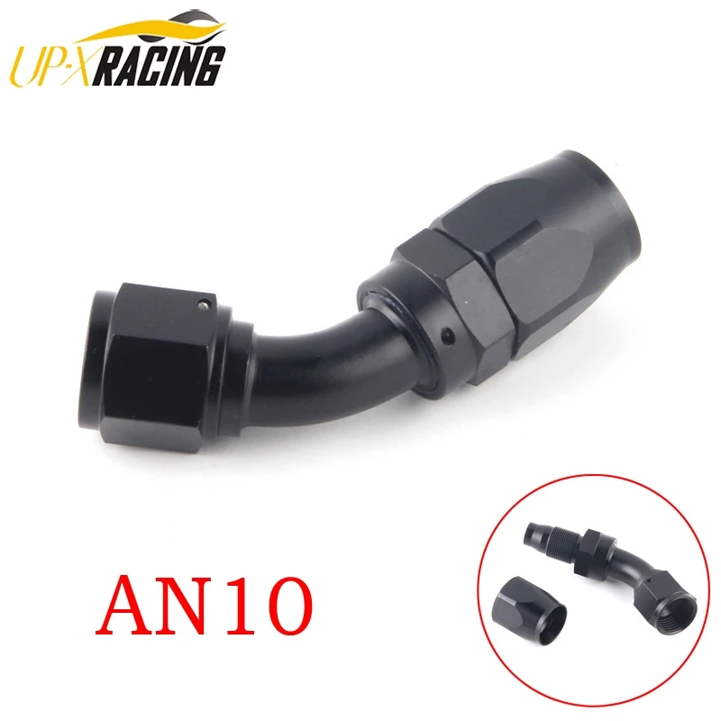 AN10 Straight 45 90 180 Degree Oil Fuel Swivel Hose End Fitting Oil Hose End Adaptor Kit Black JT41