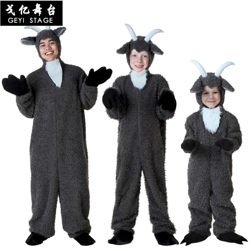 

Children Little Lamb Costume Sheep Cosplay Suit Animal Costume Fancy Dress with Hood Halloween Costume for Kids and Parent