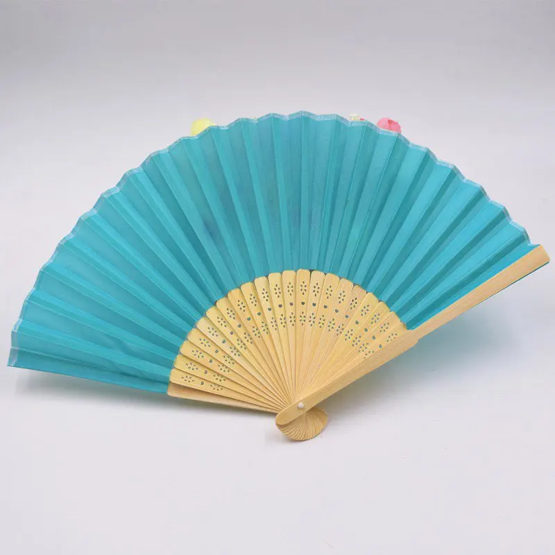 40Sets Personalized Tiffany Blue Color Wedding Hand Fan Customized With Names & Date Print in Laser-Cut Gift Box For Guest