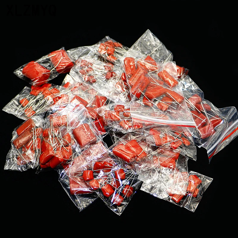 200pcs/Box 25 Types 630V CBB Metal Film Capacitors Assortment Kit 0.001uf~2.2uf Polyester Film Capacitors Assortment Kit