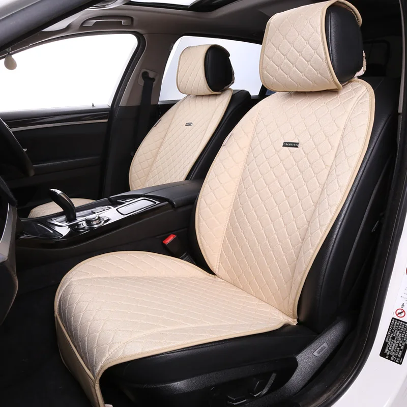 Universal Flax Car Seat cushion luxury Breathable Car Interior For Toyota Kia Hyundai Lada Renault flax Car Seat Shawl Covers