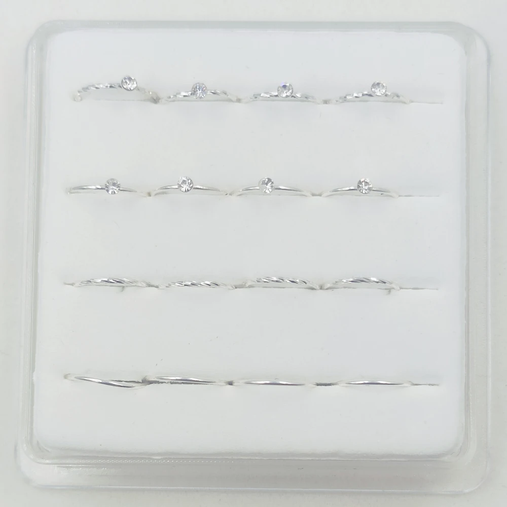 16pcs/lot 925 Sterling Silver Nose Ring 22G piercing nose hoop ring body piercing  jewelry