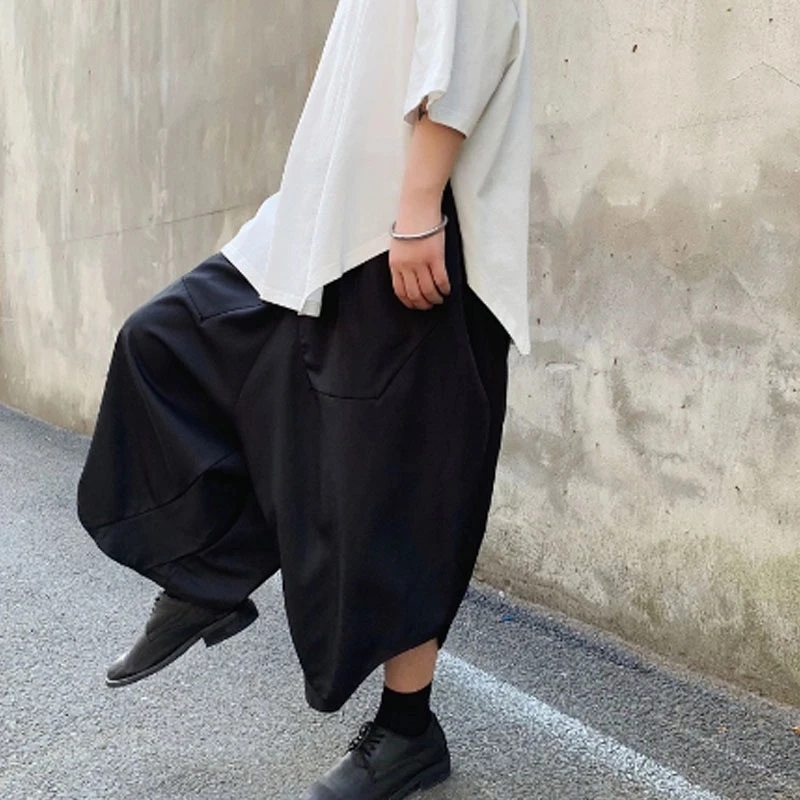 

Men's Wide-Leg Pants Spring And Autumn New Hip Hop Street Personality Irregular Stitching Loose Large Size Seven Minutes Pants