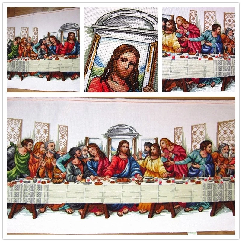 The Last Supper 3 Patterns Cross Stitch Kits Fabric Embroidery Set 11CT 14CT DIY Handmade Christmas Decorations For Home