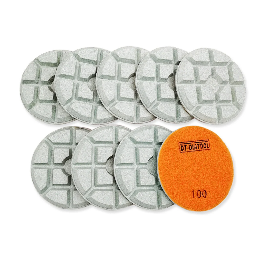 DT-DIATOOL 9pcs Dia 100mm/4inch Grit#100 Diamond Polishing Pads Resin Bond Concrete Sanding Discs For Repairing Concrete Floor