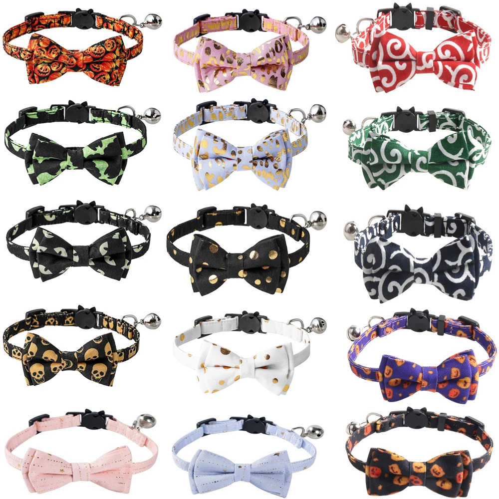 Pet Dog Cat Necklace Multi Color Pet Bow Tie For Halloween Cat Collar Pet Dog Bow Tie Puppy Pet Collar Accessories